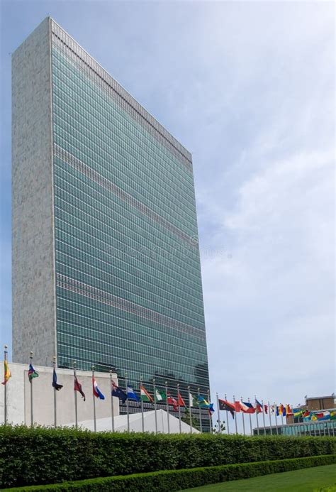United Nations Building And Flags Editorial Image Image Of Vertical