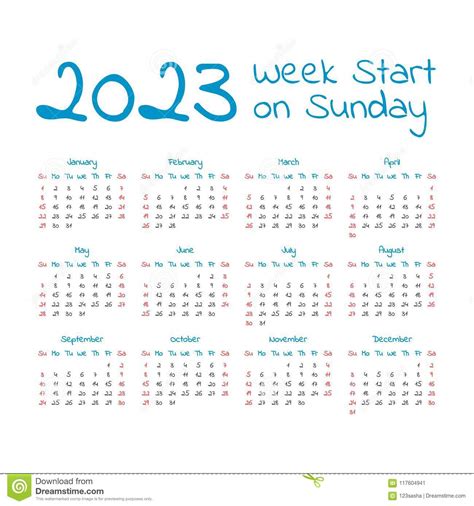 Simple 2023 Year Calendar Stock Vector Illustration Of Diary 117604941