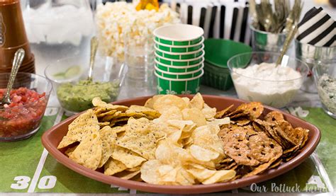 When coming up with graduation party food ideas, it's best to stick with dishes that you can casually share. Chips and Dips Football Party - Our Potluck Family
