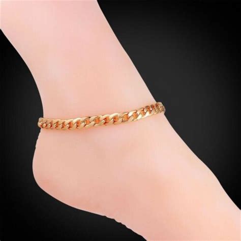 9k 9ct Yellow Gold Plated Ladies Curb Links Ankle Chain Sizeable Anklet