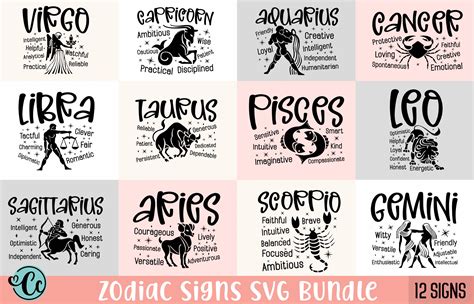 Zodiac Signs Svg Bundle Astrology Svg Graphic By Crazy Craft