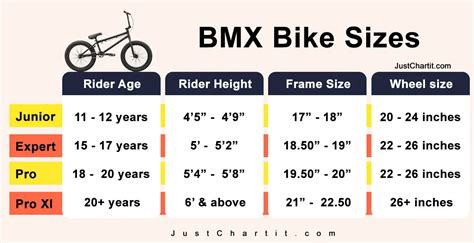 Bmx Bike Size Chart Bike Frame And Wheel Size In Cm