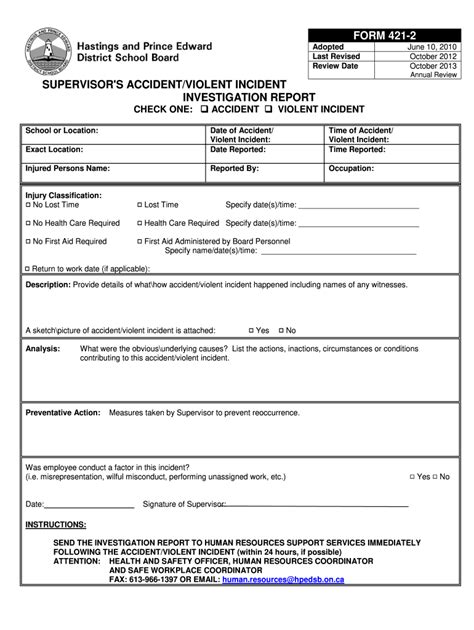 Accident Investigation Form Template Free Sample Example And Format