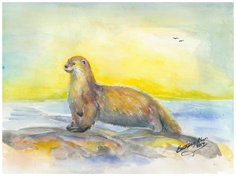 Watercolor Otter Digital Download Art By Bethany Etsy
