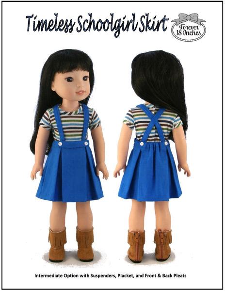 Forever 18 Inches Timeless Schoolgirl Skirt Doll Clothes Pattern For Welliewishers And Hearts