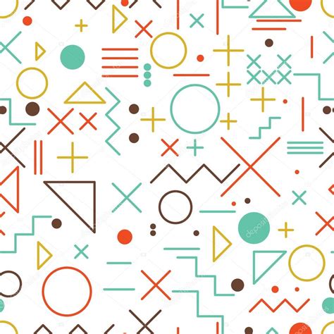 Mathematical Symbols Seamless Pattern With Simple Colorful Geome Stock
