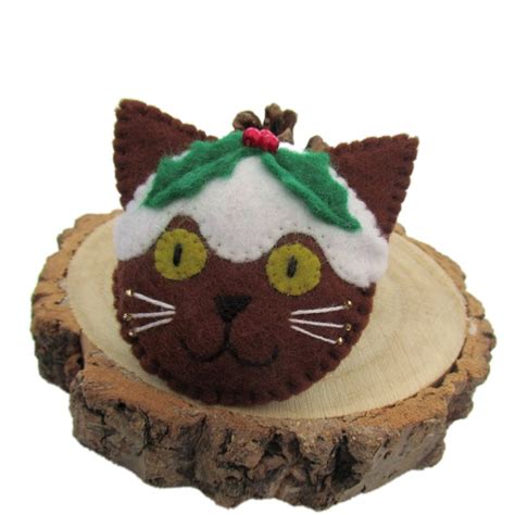 Cat Brooch Pin Christmas Pudding Cat Pin Christmas Cats Cat Etsy