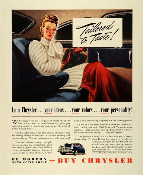 1941 Ad Chrysler Corp Automobile Tailored Seats Motor Vehicle Interior