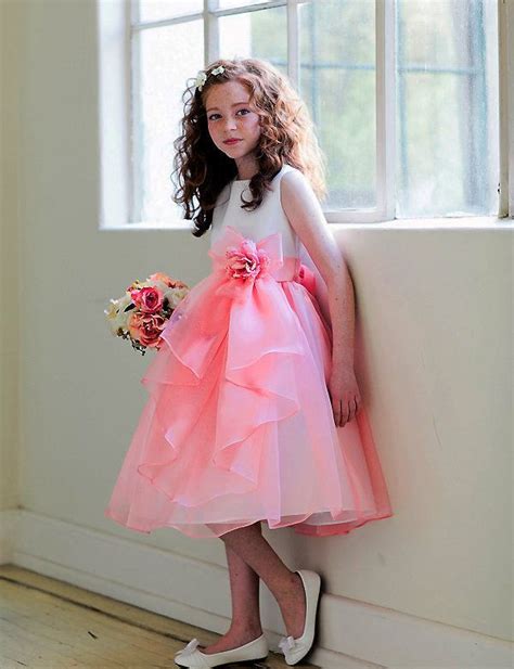 Details About White Coral Flower Girls Dress Wedding Bridesmaid Party Pageant Girls Dress
