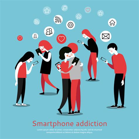 Smartphone Internet Addiction Awareness Flat Poster 477393 Vector Art