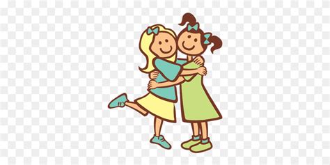 Cartoon Sisters Hugging