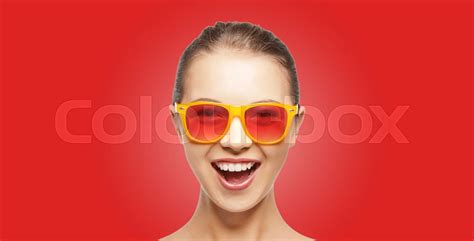 Happy Screaming Teenage Girl In Shades Stock Image Colourbox