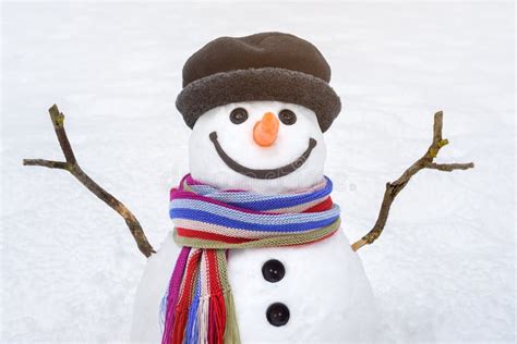 Cute Snowman With A Kind Smile Stock Image Image Of Merry