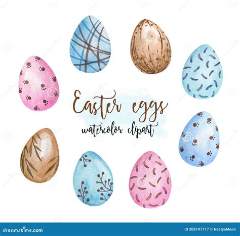 Watercolor Easter Eggs Clipart Eggs Isolated Set Painted Eggs