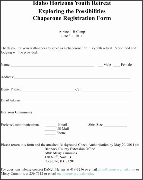 Blank Registration Forms