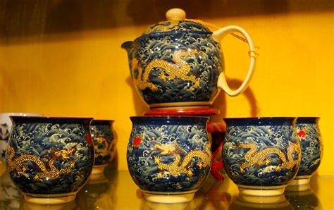 Smelling good tea at the. Asisbiz Chinese porcelain china blue dragon tea set Jade ...