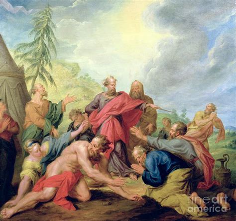 Moses Striking The Rock Painting By Nicolas Bertin Fine Art America