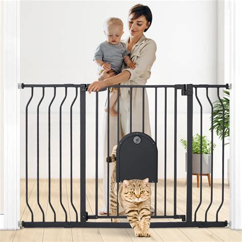 Comomy Baby Gate With Adjustable Cat Door 295 484 Extra Wide Auto