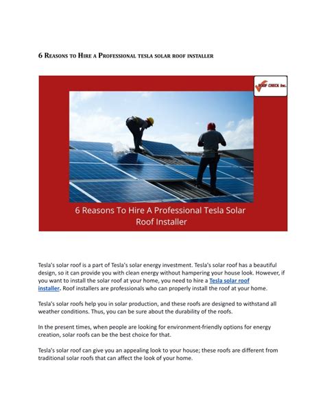 Ppt 6 Reasons To Hire A Professional Tesla Solar Roof Installer