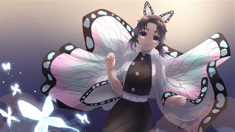 Demon Slayer Shinobu Kochou Flying With Butterfly Wings 4k Hd Anime