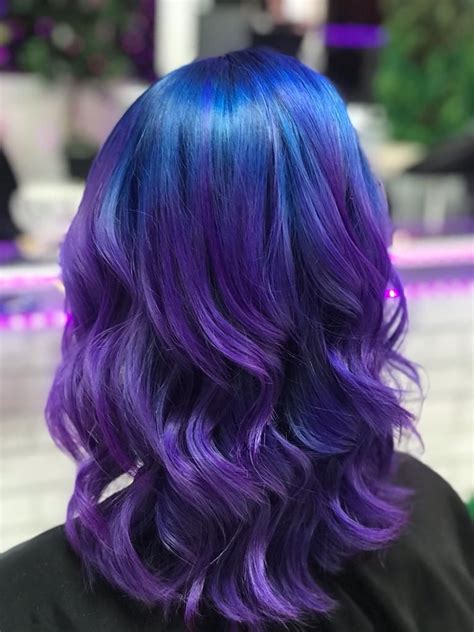 Beautiful Midnight Hair With Blue And Purple Executed To Perfection