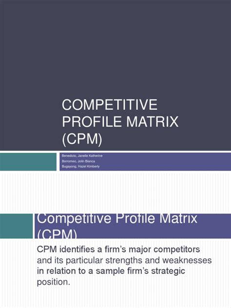 Competitive Profile Matrix (CPM) | Marketing | Business ...