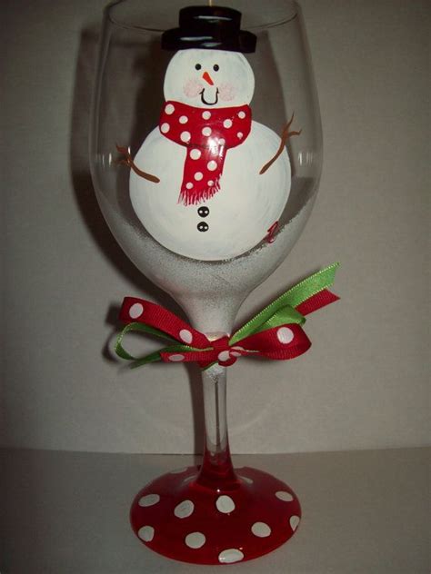 Frosty Snowman Wine Glass Wine Glass Crafts Painted Wine Bottles