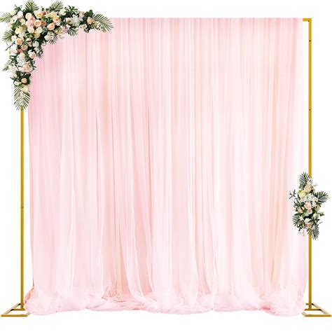Fomcet 10ft X 10ft Backdrop Stand Heavy Duty With Base Gold Portable