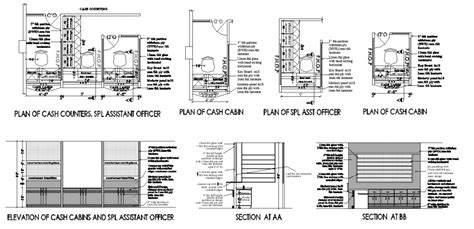 Cash Counter And Spl Assistant Officer Detail Drawing In Dwg Autpcad