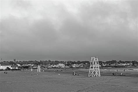 First Beach Sunset Newport Ri Rhode Island Red Sky Lifeguard Chairs