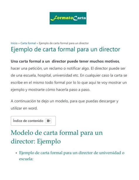 Ejemplo De Carta Formal A Un Director Modelo Y Cómo Hacerla