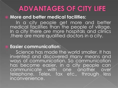 City and village advantages and disadvantages