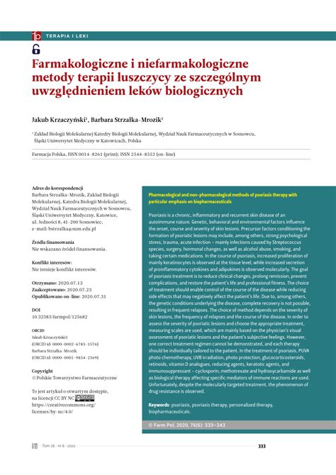 Pdf Pharmacological And Non Pharmacological Methods Of Psoriasis