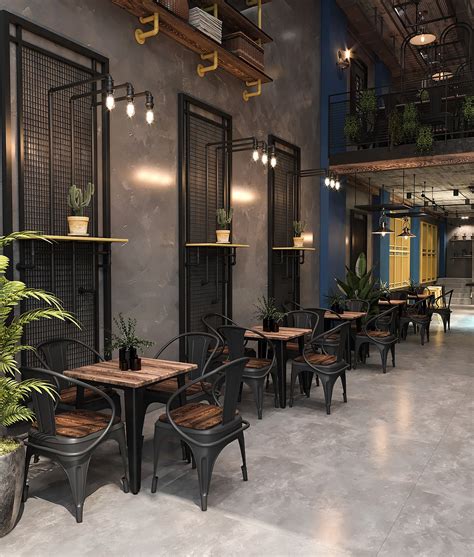 Industrial Restaurant On Behance Restaurant Design Rustic Modern