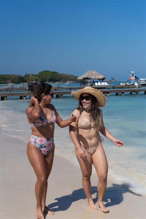Novias Disfrutando De Vacaciones De Verano En La Playa Foto De Archivo Imagen De Felicidad