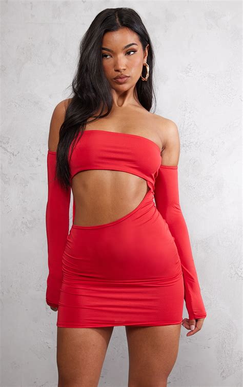 Bodycon Red Dress Prettylittlething Usa