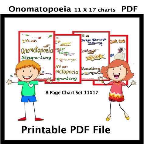Onomatopoeia Printable 11 X 17 Full Color Charts Pdf Learning Workshop