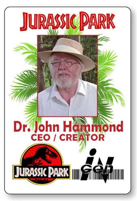 Dr John Hammond From Jurassic Park Name Badge With Pin Fastener