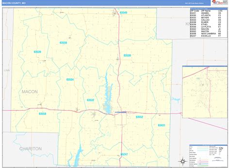 Macon County Mo Zip Code Wall Map Basic Style By Marketmaps Mapsales