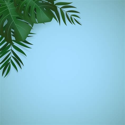 Premium Vector Natural Realistic Green Palm Leaf Tropical Background