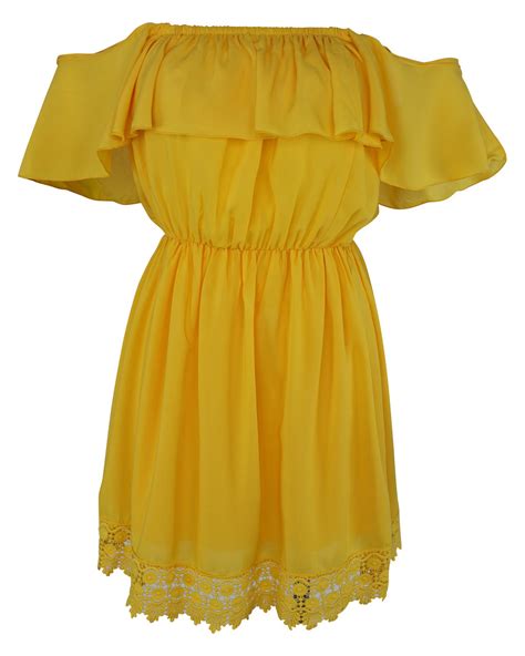 Tropical Sundress Off The Shoulder Daisy Mae Yellow