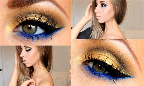 Gold And Royal Blue Full Face Tutorial Blue Eye Makeup Color Guard