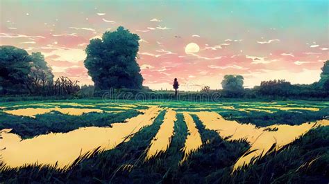 Anime Manga Landscape At Dusk 4k Moody Lofi Abstract Background