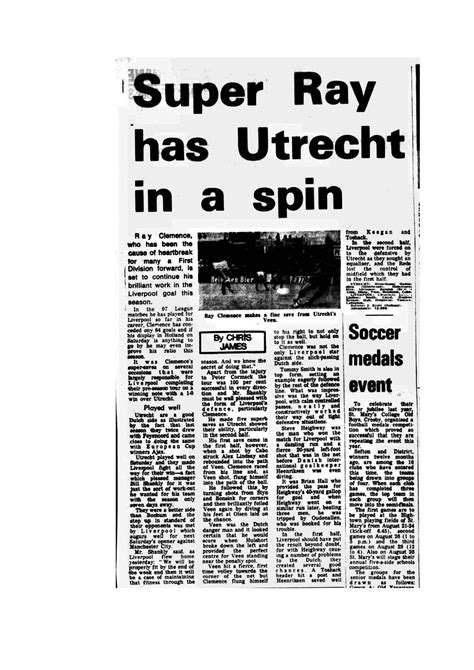 Matchdetails From Utrecht Liverpool Played On Saturday 5 August 1972