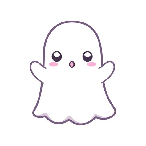 Kawaii Ghost Clipart Doodle Scary Cute Halloween Ghost Cartoon Vector