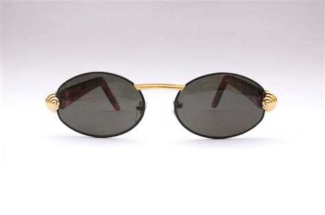 vintage 90s round sunglasses oval shades w gold tone and