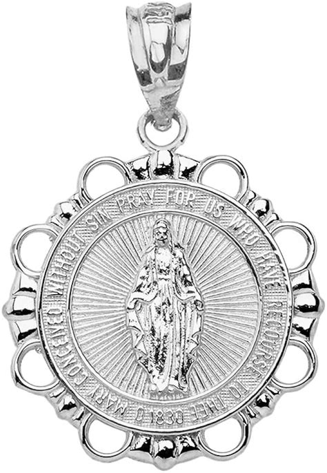 Solid Sterling Silver Gold Or Silver Virgin Mary Charm Medallion