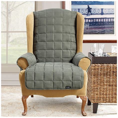 See more ideas about wing chair, slipcovers for chairs, wingback chair slipcovers. Sure Fit® Waterproof Quilted Suede Wing Chair / Recliner ...