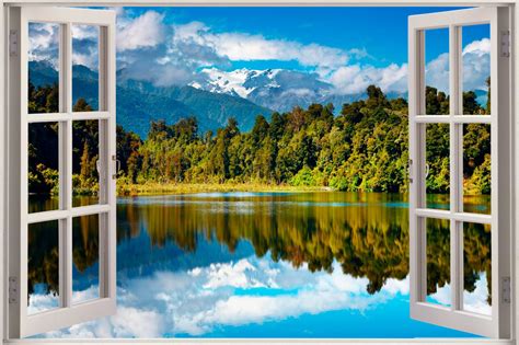 Huge 3d Window Exotic Mountain View Wall Stickers Mural