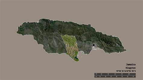 Location Of Clarendon Parish Of Jamaica Satellite Stock Illustration